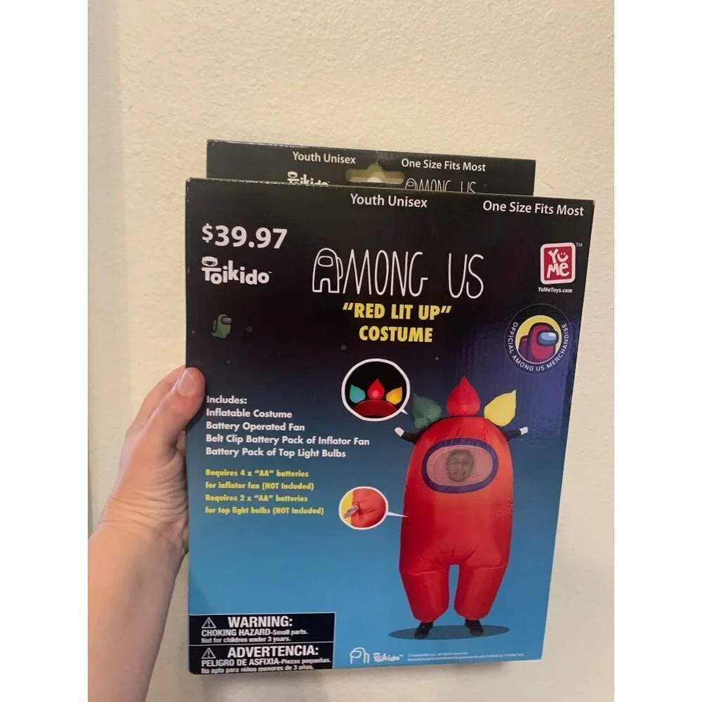 NEW Amung Us Red Inflatable Light Up Costume Youth One Size Unisex YUME Gamer